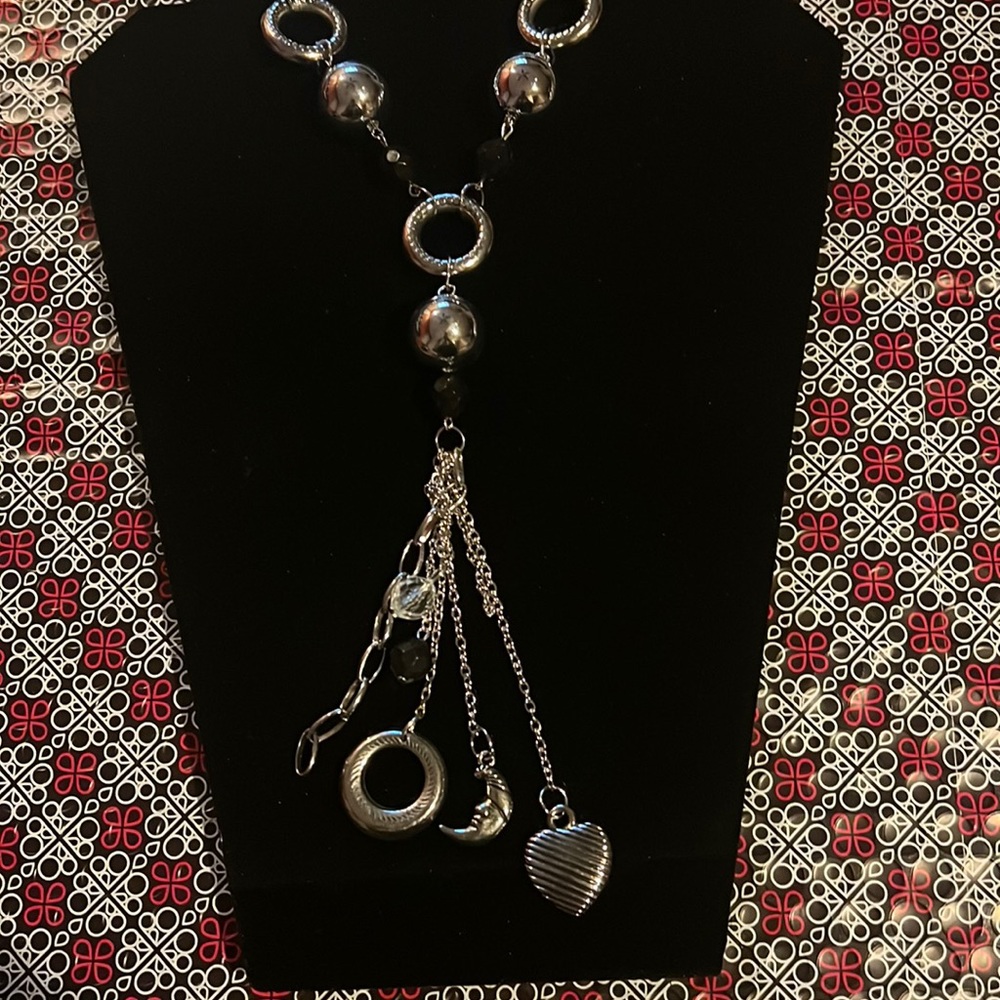 Necklace & Earring Set - Total Eclipse of the Heart Silver Necklace